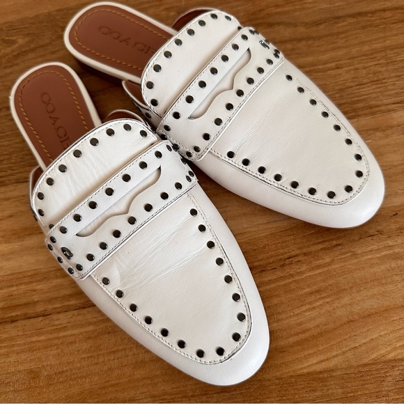 Coach Faye Loafer Slide Mule White Leather Women Size 8 G3831 - Picture 8 of 11